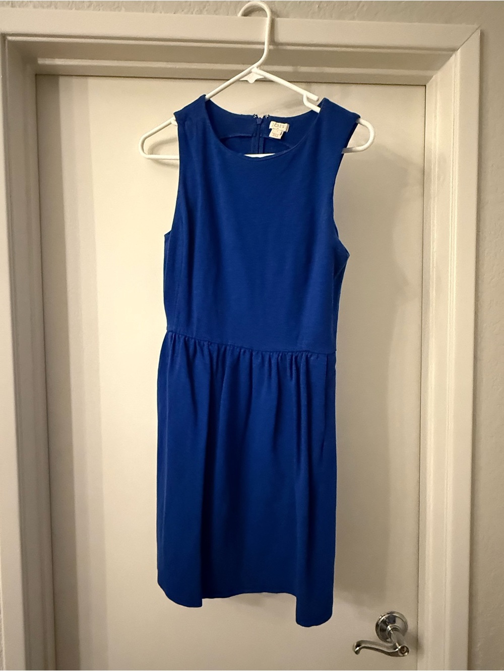 J. Crew Cobalt Blue Sleeveless Gathered-Waist Dress